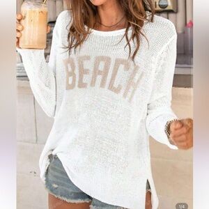 SHEIN White Beach Knit Top